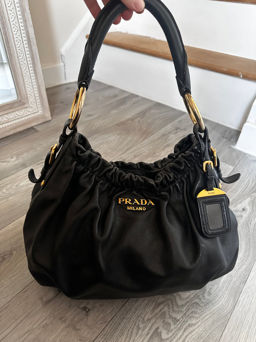 Vintage Black Leather Prada Shoulder bag