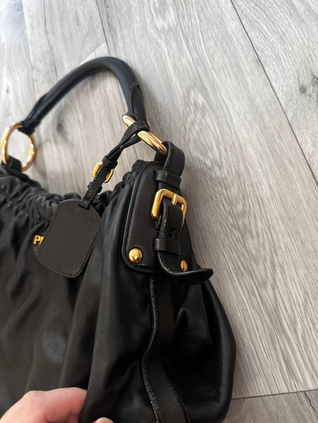 Vintage Black Leather Prada Shoulder bag