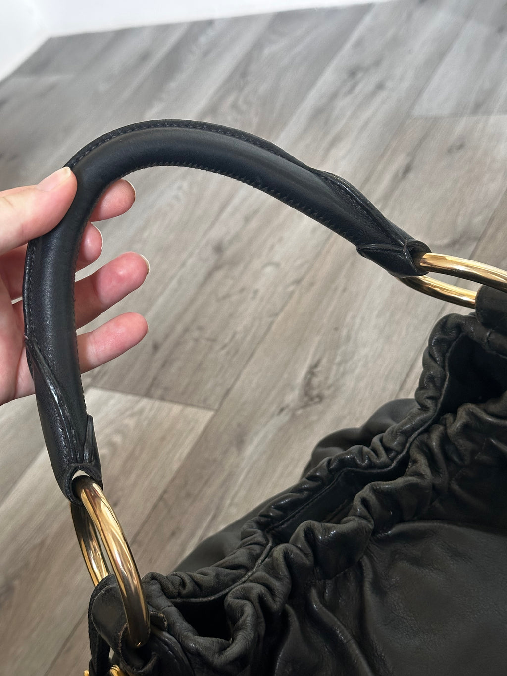 Vintage Black Leather Prada Shoulder bag