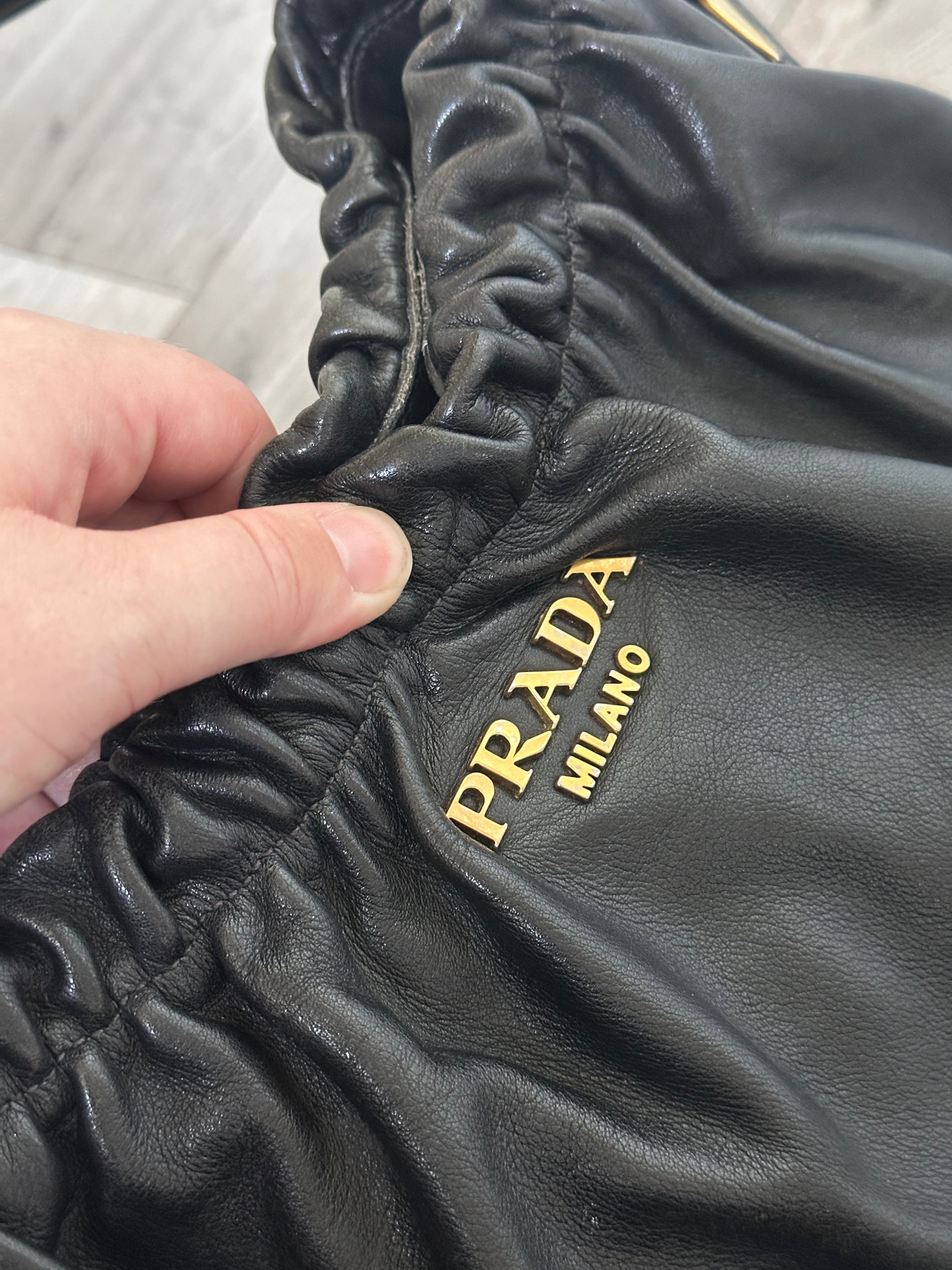 Vintage Black Leather Prada Shoulder bag