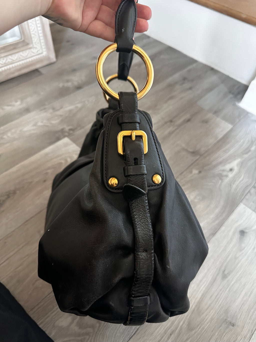 Vintage Black Leather Prada Shoulder bag