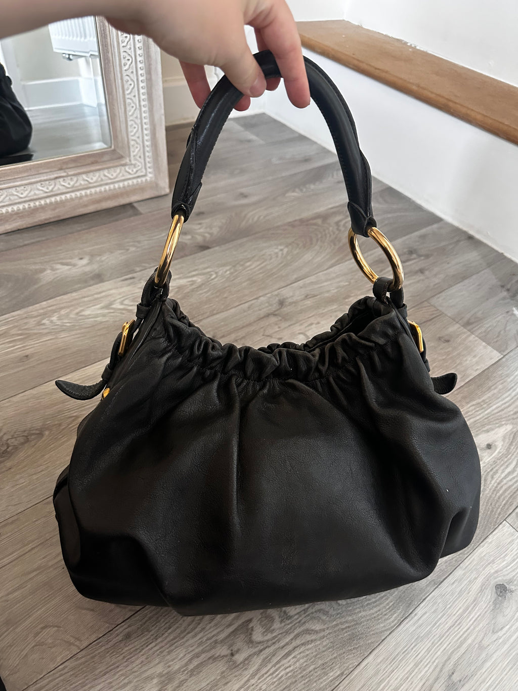 Vintage Black Leather Prada Shoulder bag