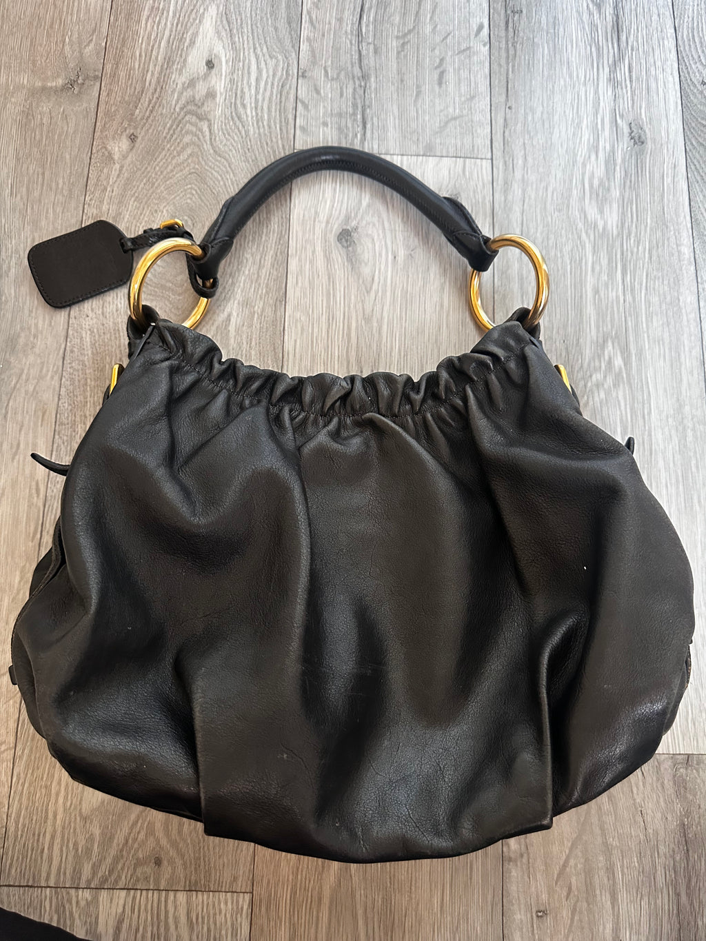 Vintage Black Leather Prada Shoulder bag