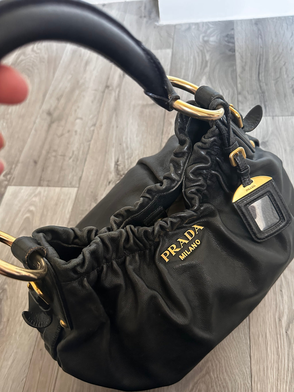 Vintage Black Leather Prada Shoulder bag