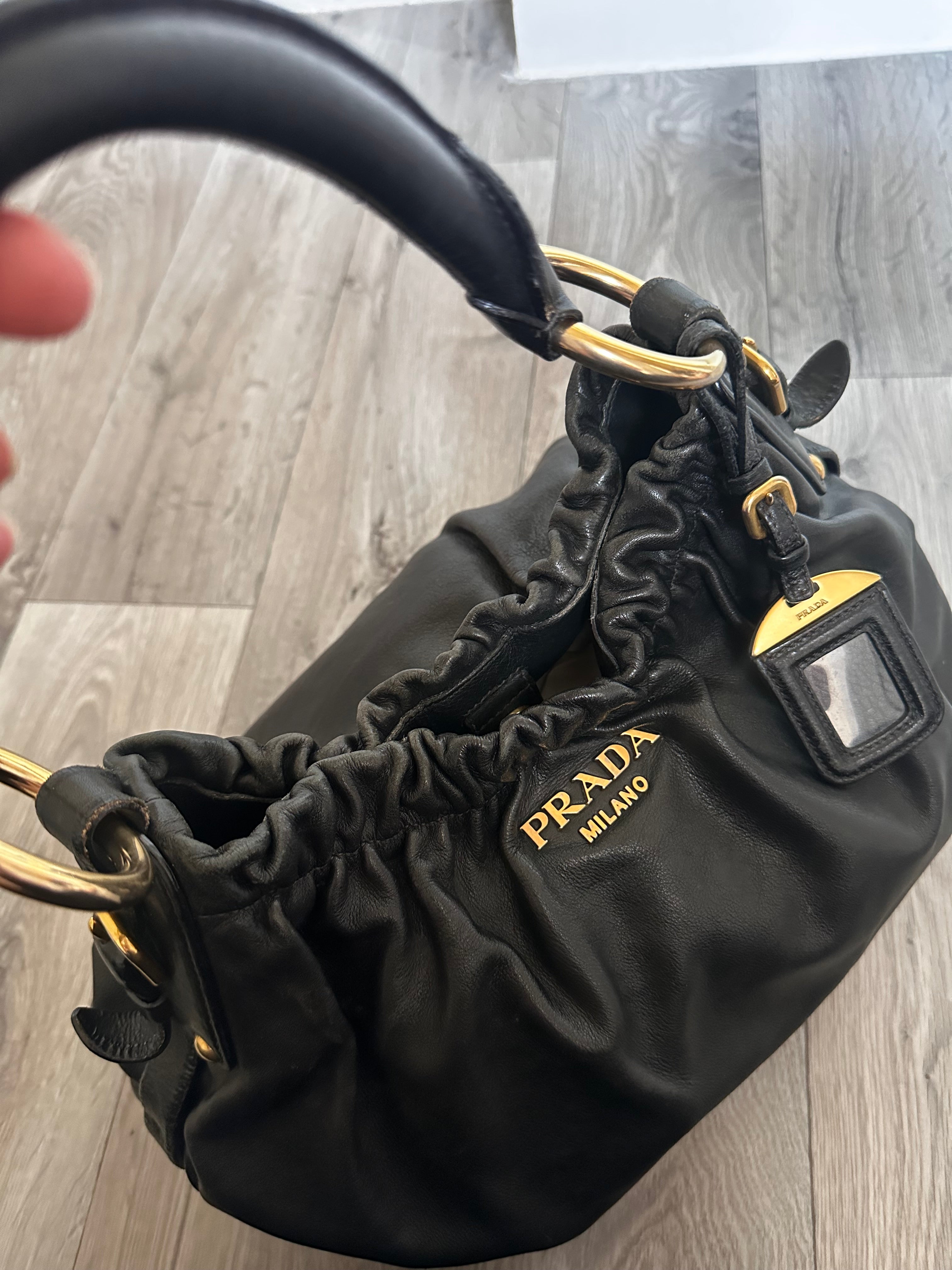 Vintage Black Leather Prada Shoulder bag
