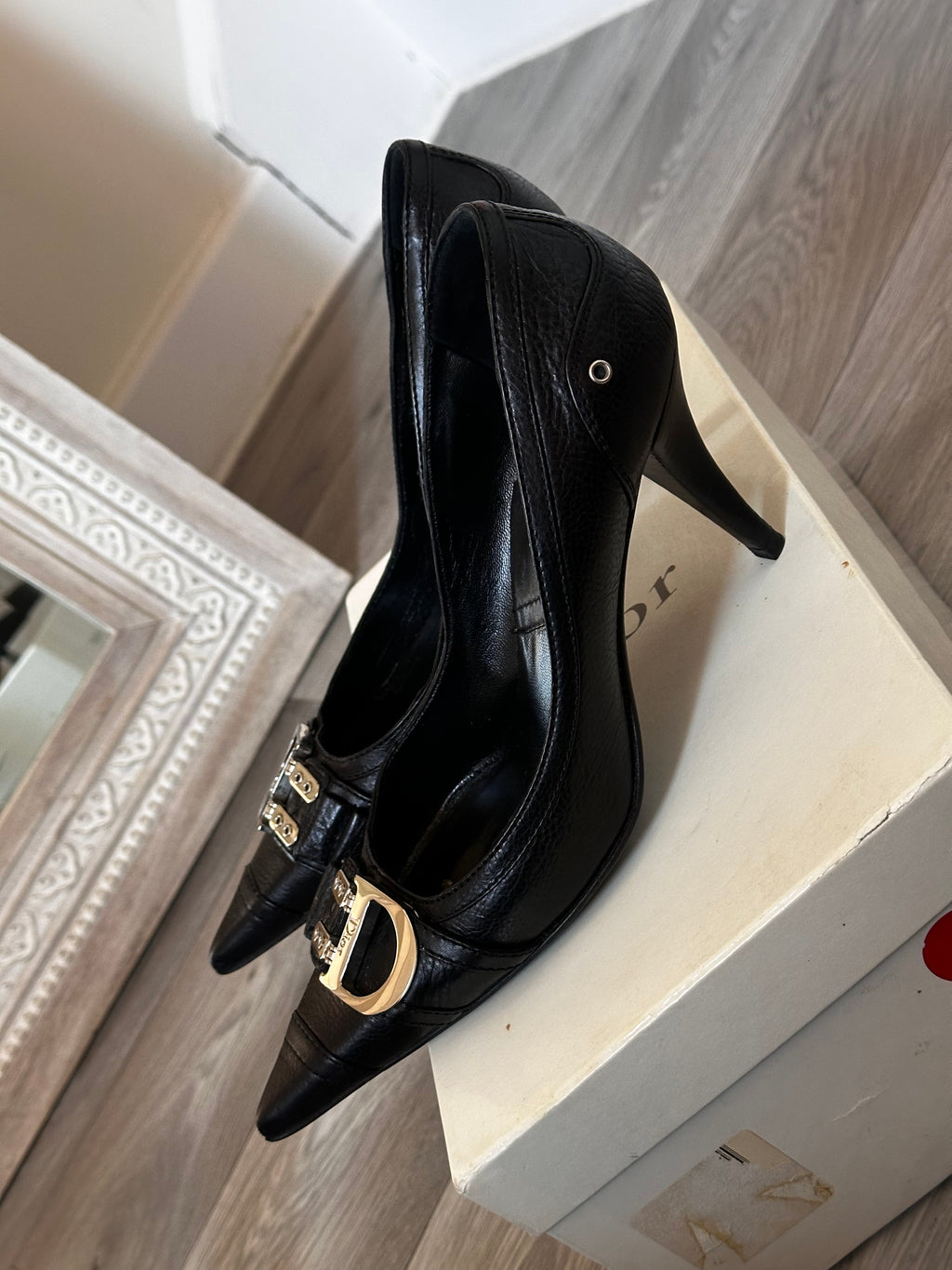 Vintage Dior Black pointed heels