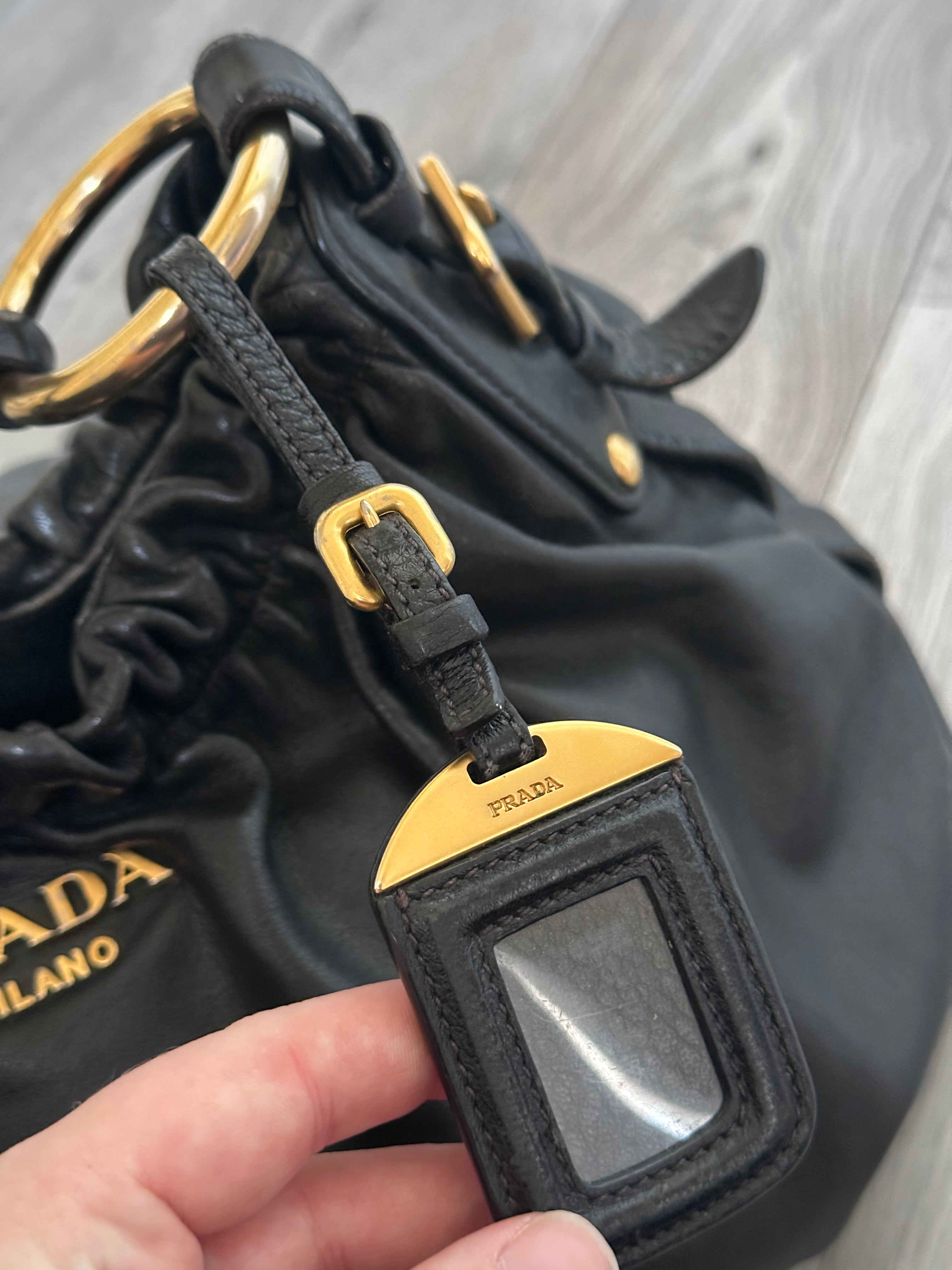 Vintage Black Leather Prada Shoulder bag