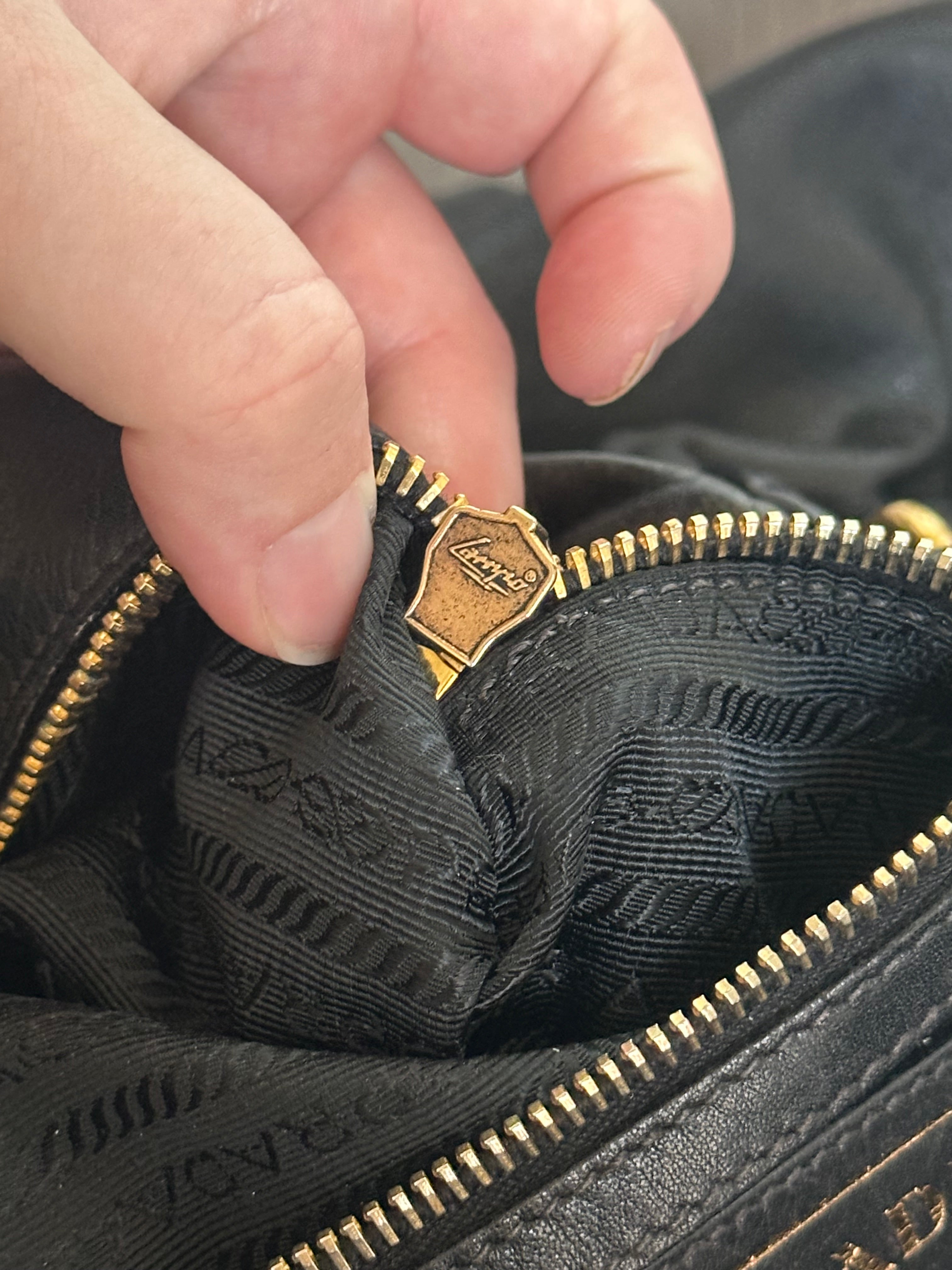 Vintage Black Leather Prada Shoulder bag