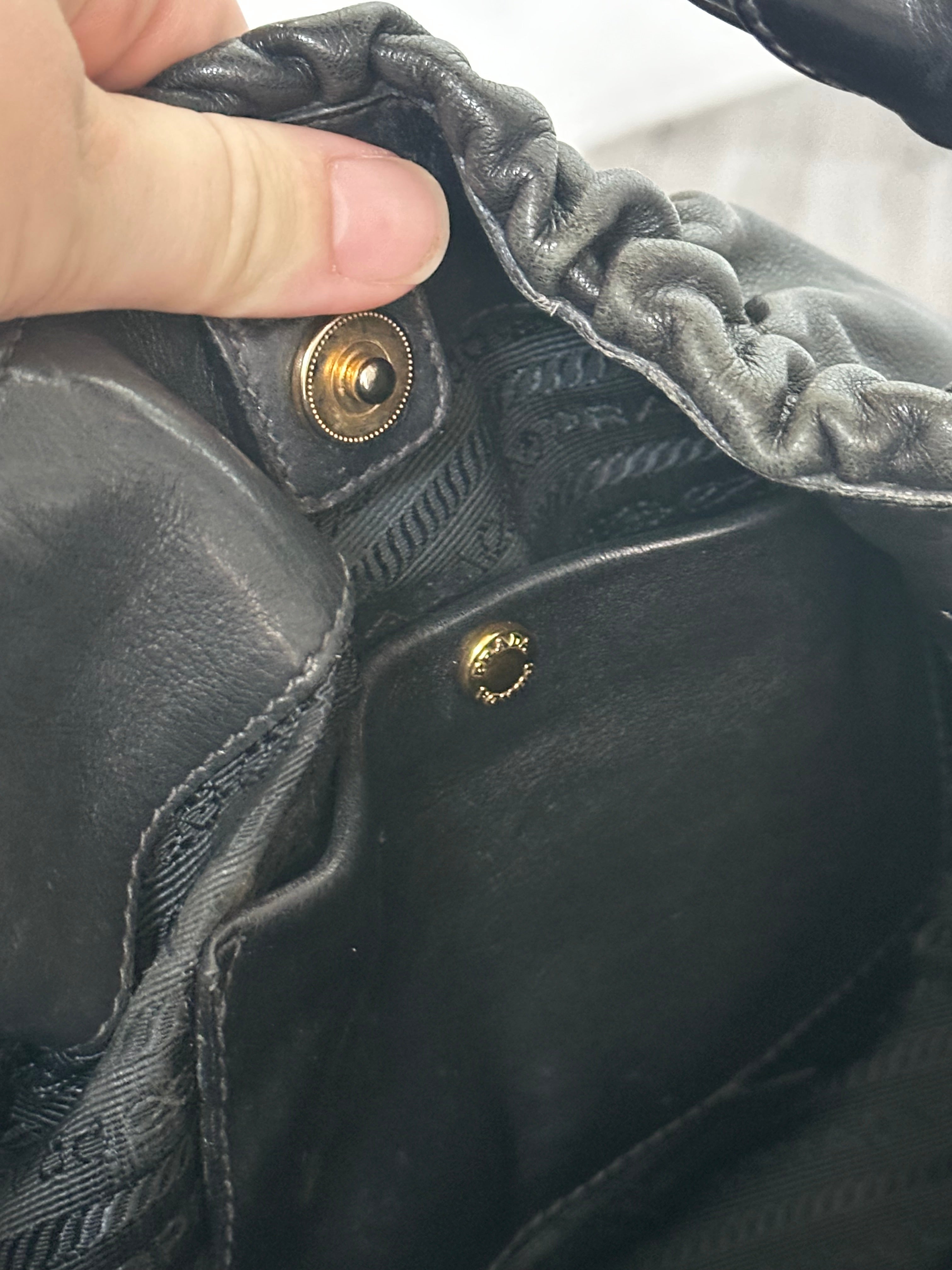 Vintage Black Leather Prada Shoulder bag