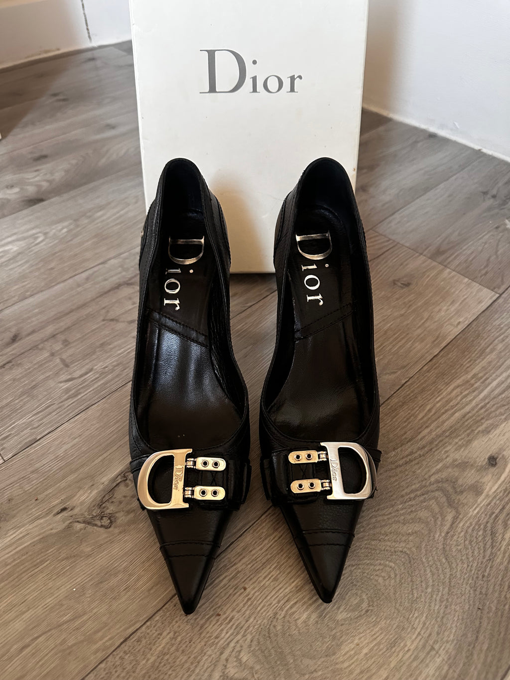 Vintage Dior Black pointed heels