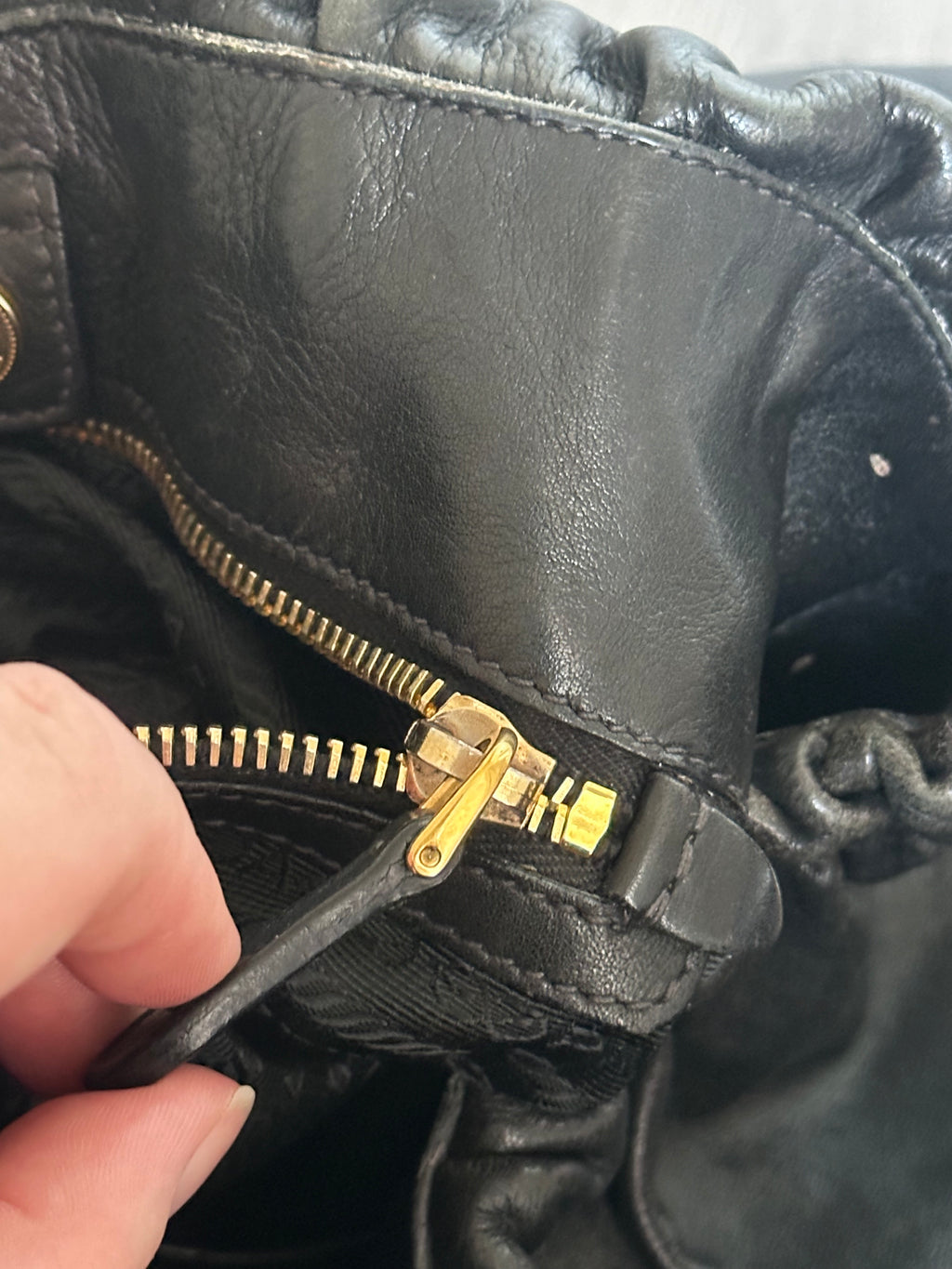 Vintage Black Leather Prada Shoulder bag