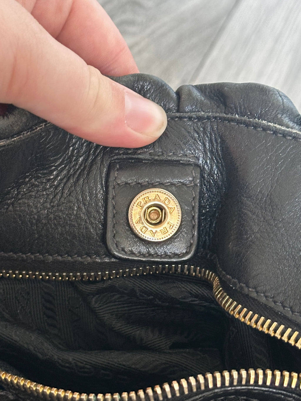 Vintage Black Leather Prada Shoulder bag