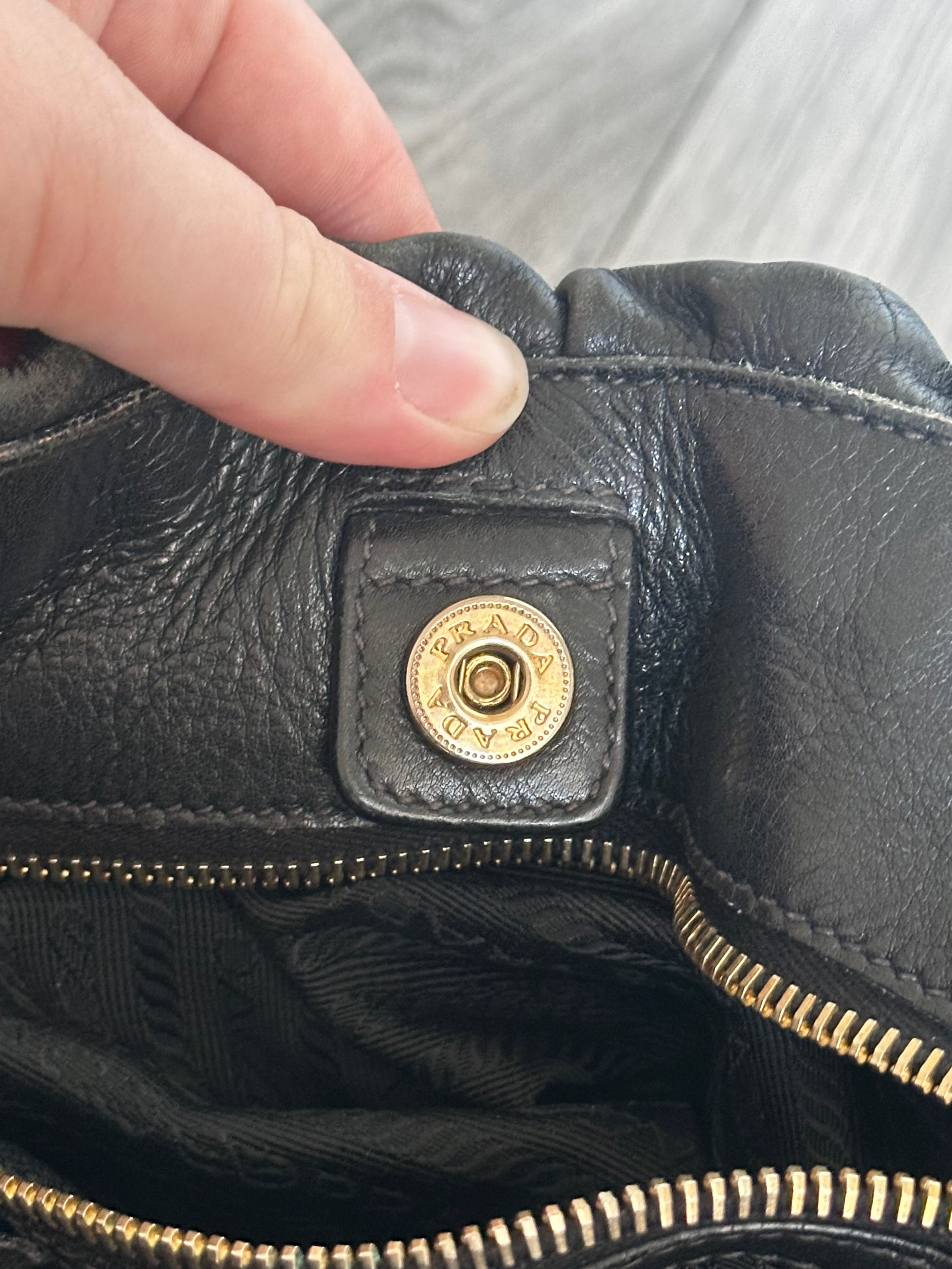 Vintage Black Leather Prada Shoulder bag
