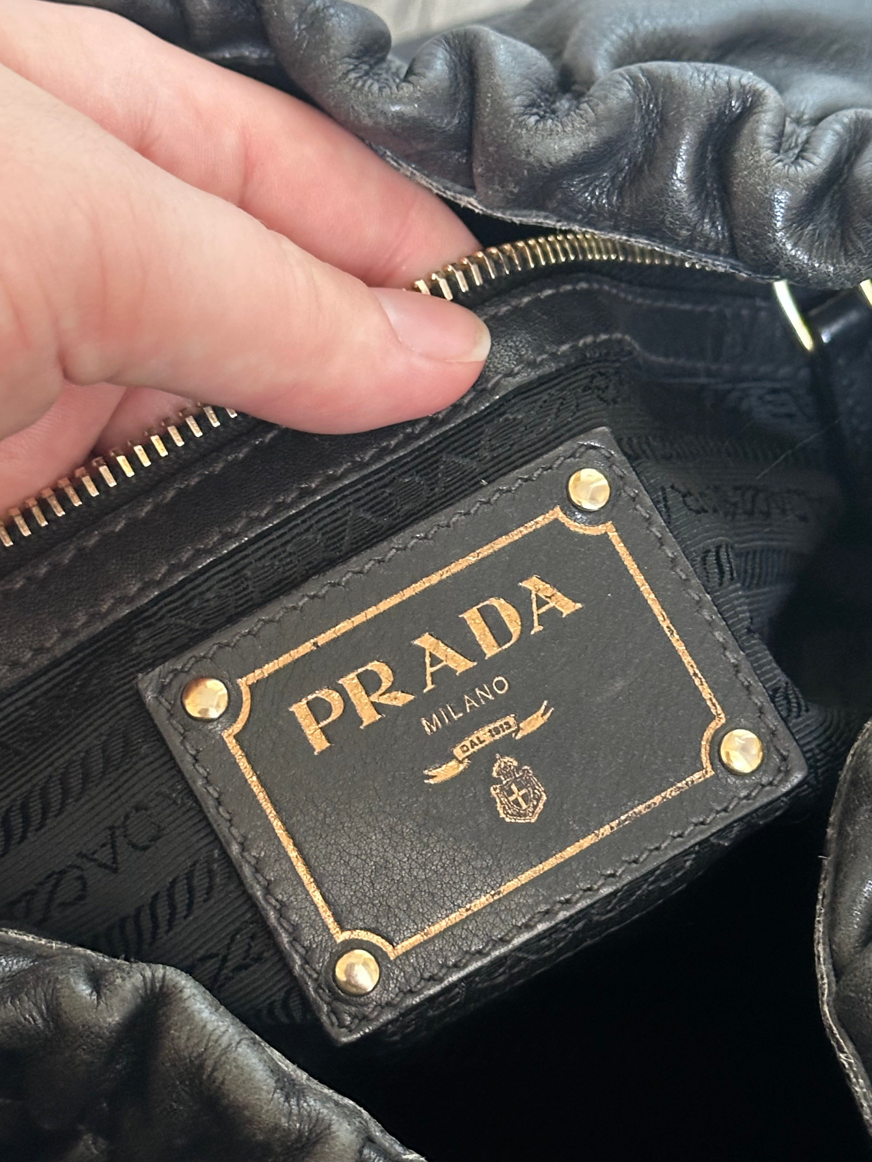Vintage Black Leather Prada Shoulder bag