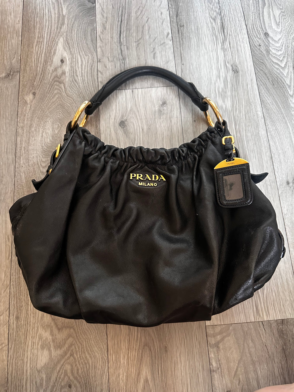 Vintage Black Leather Prada Shoulder bag